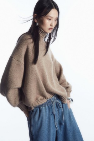 Plum COS Chunky Pure Cashmere Turtleneck Jumper | YB61-P6IQ