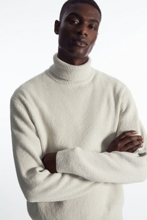 Stone COS Bouclé-Knit Roll-Neck Jumper | FJ22-G5TP