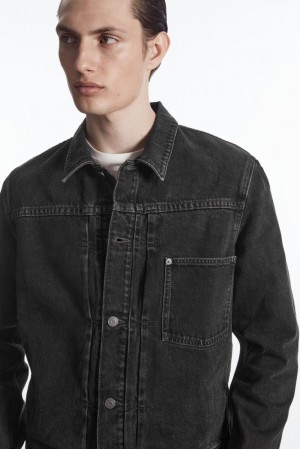 Washed Black COS Boxy Denim Jacket | ME87-O6IA