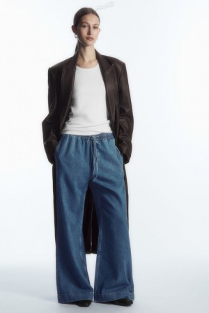 Washed Blue COS Wide-Leg Fluid Denim Pants | RE24-X9PR