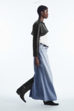 Washed Light Blue COS Denim Maxi Skirt | VW98-A1OY