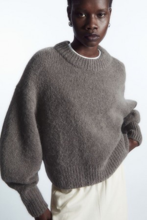 White COS Alpaca-Blend Crew-Neck Jumper | TM12-Y3OQ