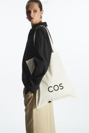 White COS Cos Canvas Tote Bag | BS31-Q8ZX