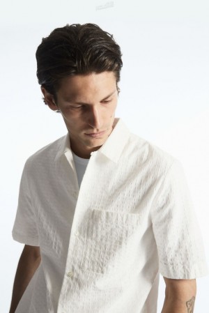 White COS Crochet Short-Sleeve Shirt | JM44-B3DM