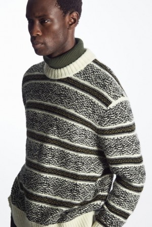 White / Black COS Fair Isle Wool Jumper | XE64-T8CF