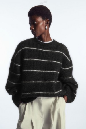 White / Striped COS Textured Mohair-Blend Sweater | QG65-R3RE