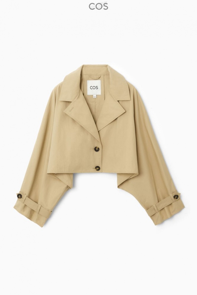 Beige COS Cropped Hybrid Trench Coat | TZ89-P6VV