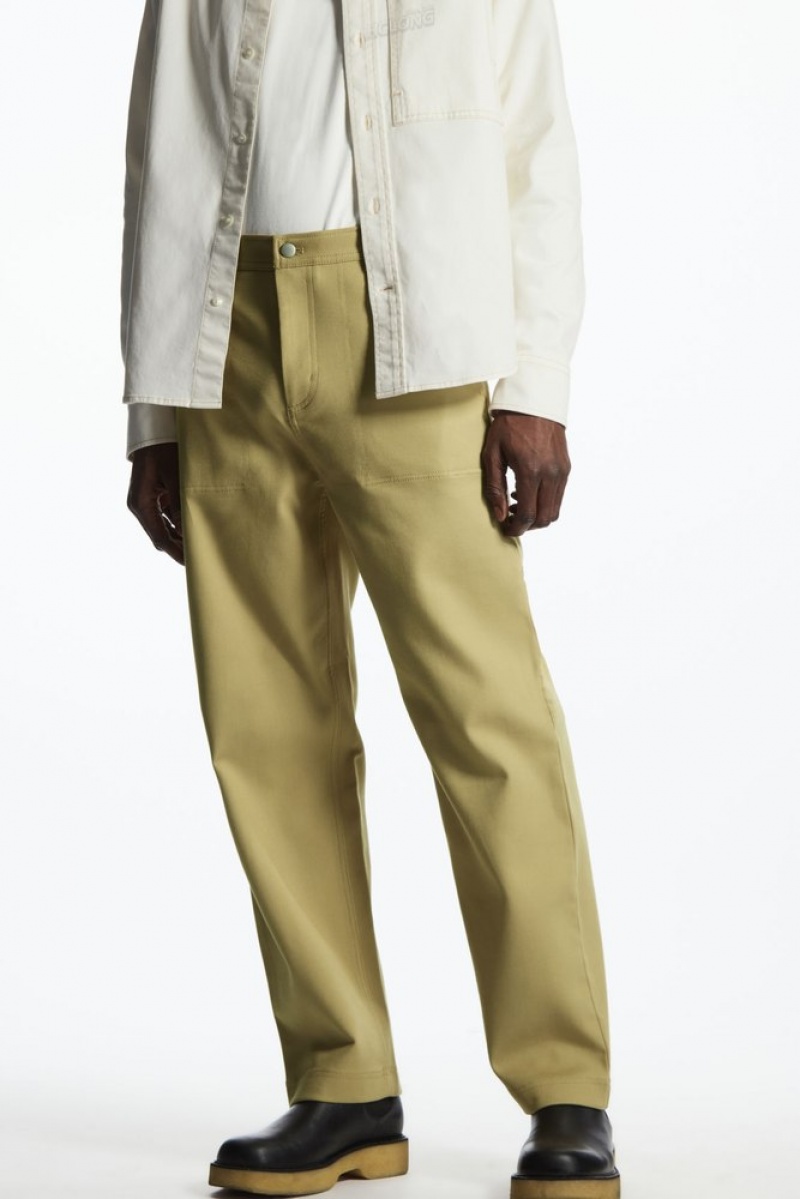 Beige COS Straight-Leg Utility Trousers | RG13-A4VH