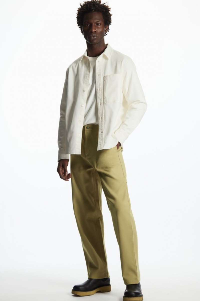 Beige COS Straight-Leg Utility Trousers | RG13-A4VH