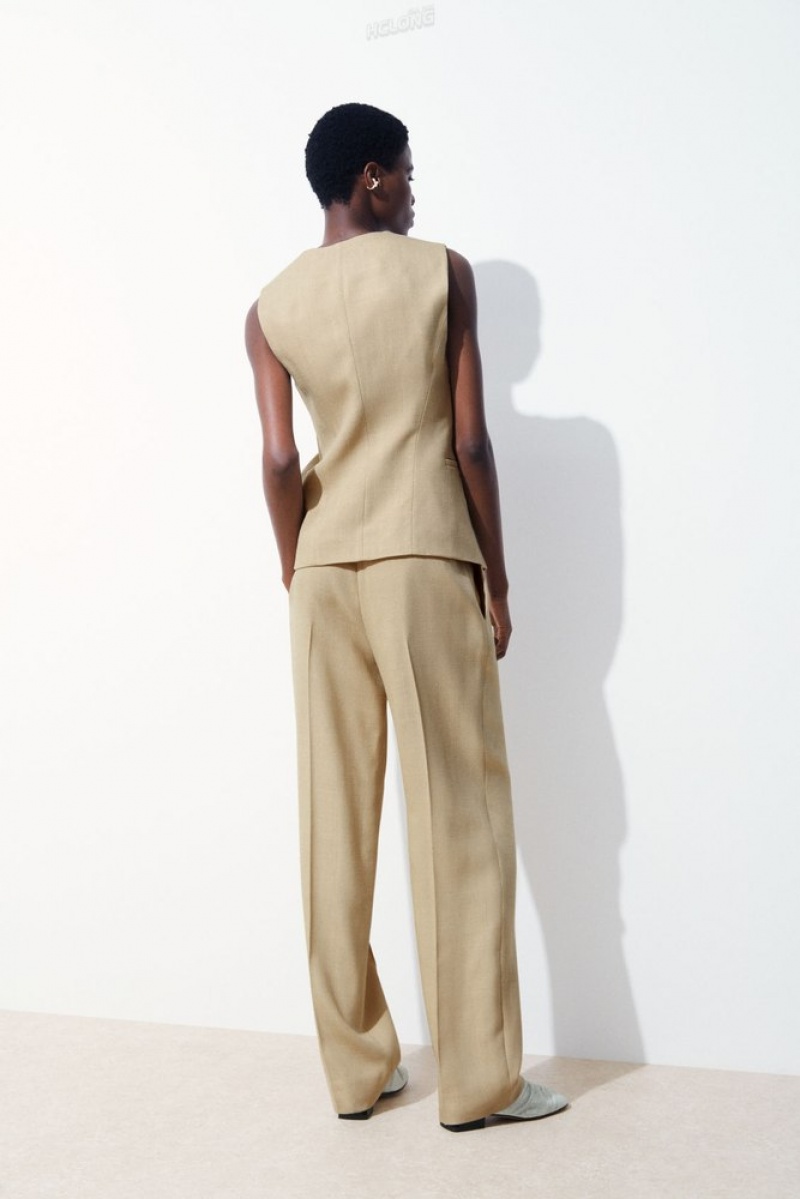 Beige COS The Pleated Tailored Pants | KA17-K6UI