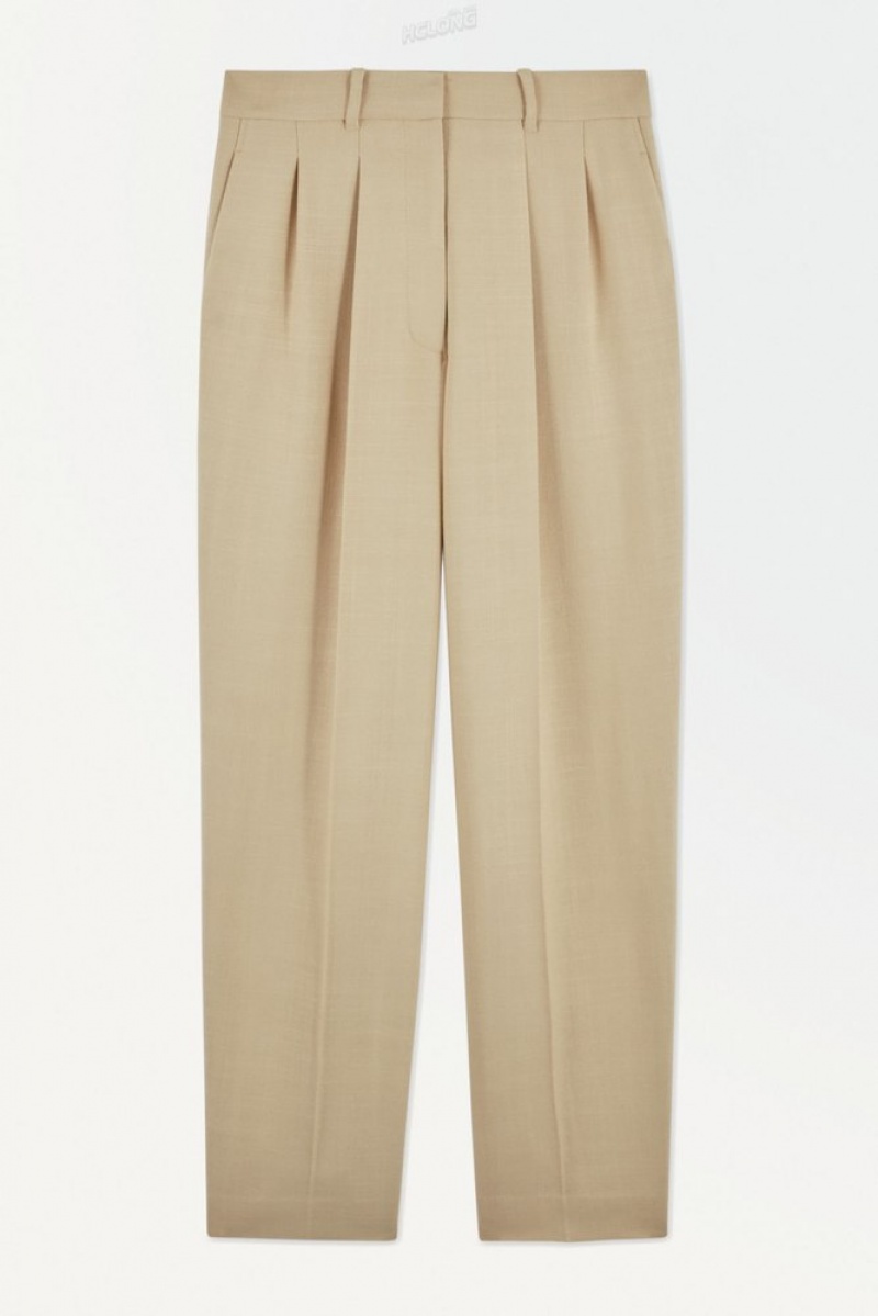 Beige COS The Pleated Tailored Pants | KA17-K6UI