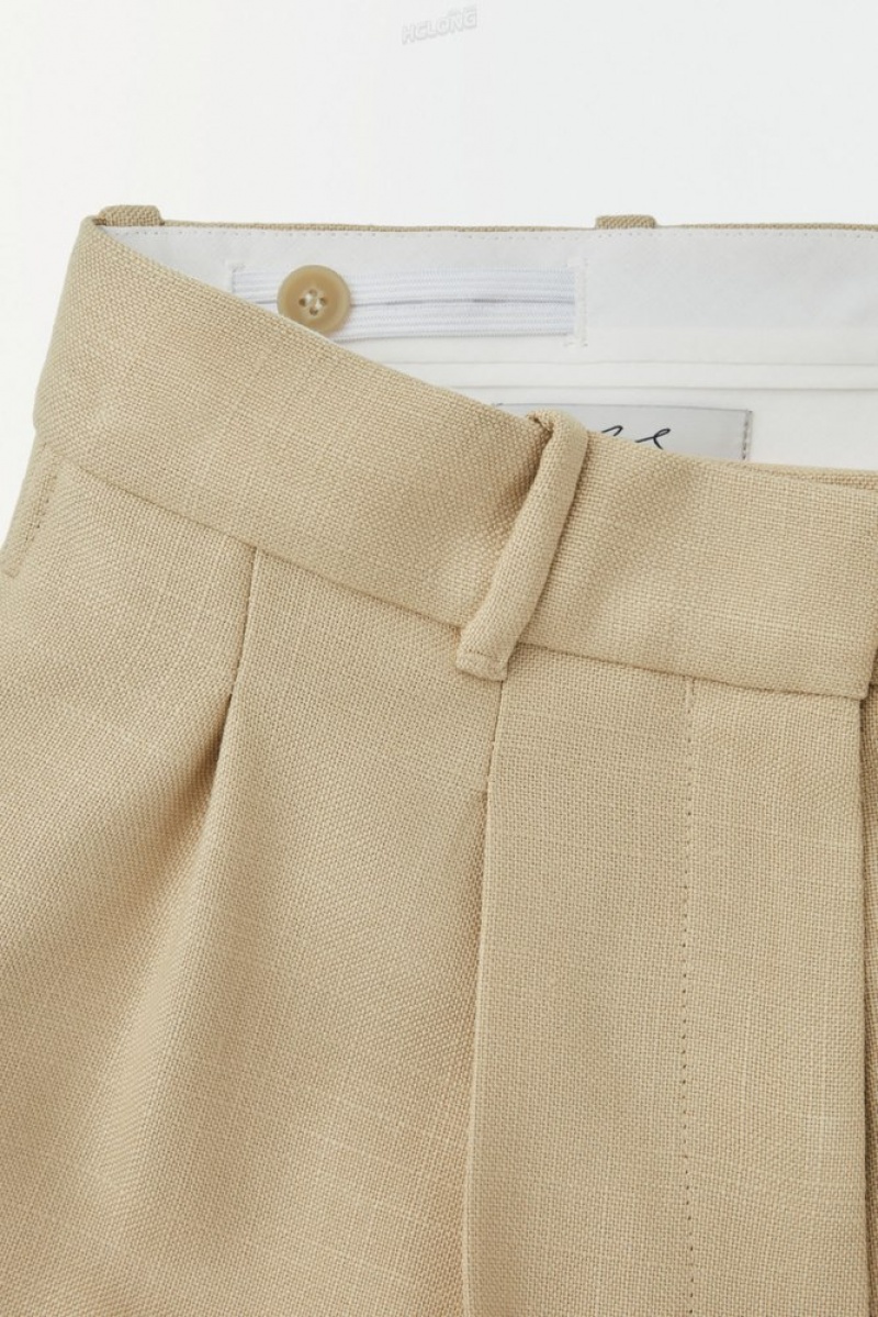 Beige COS The Pleated Tailored Pants | KA17-K6UI