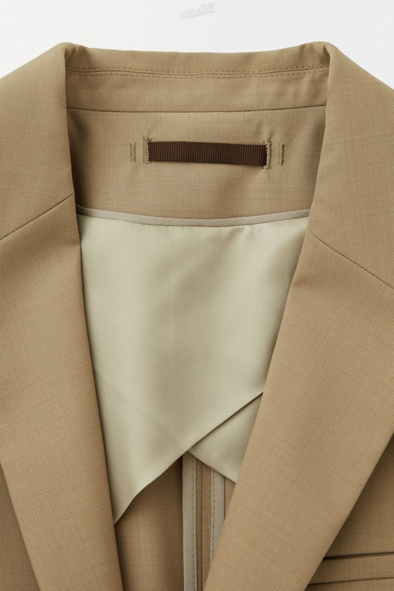 Beige COS The Single-Breasted Wool Blazer | PL95-G1CT