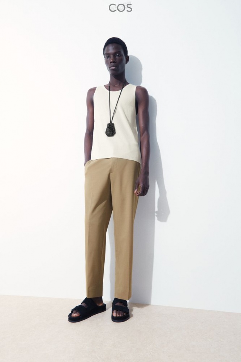 Beige COS The Straight-Leg Wool Pants | XF04-F1TI