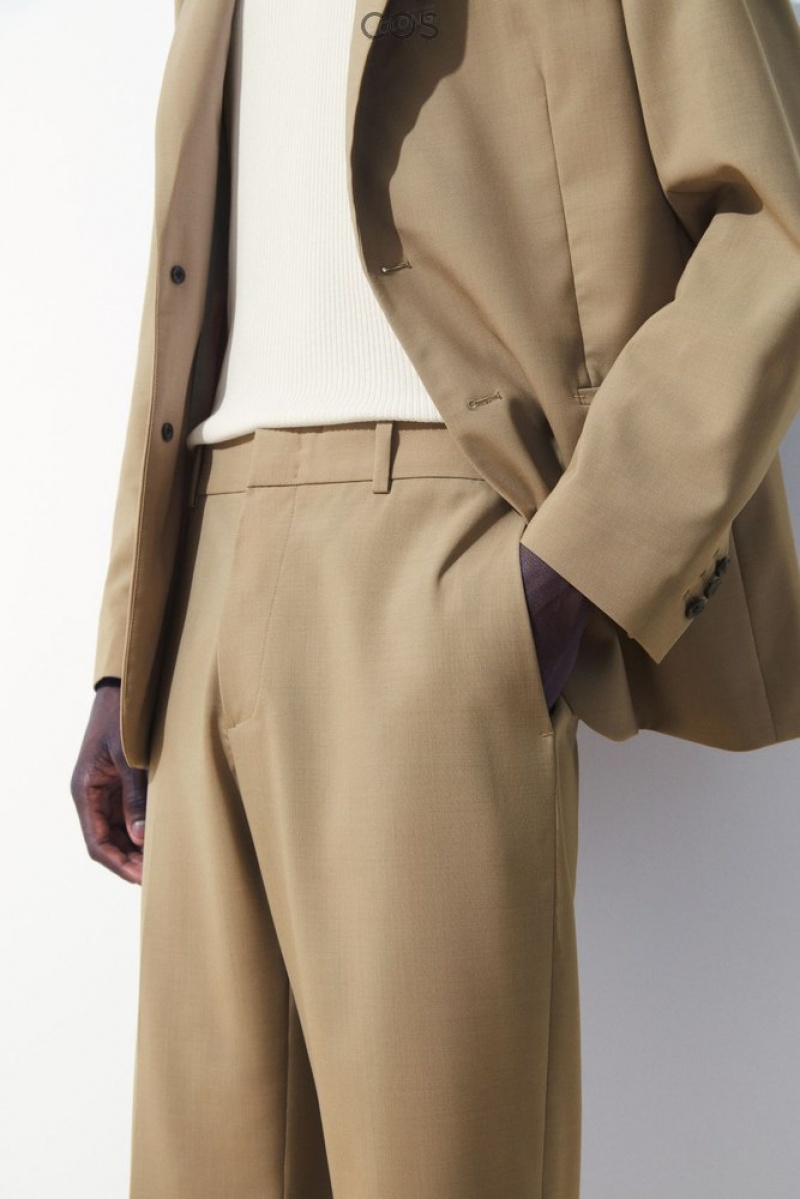 Beige COS The Straight-Leg Wool Pants | XF04-F1TI