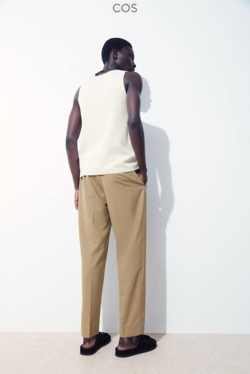 Beige COS The Straight-Leg Wool Pants | XF04-F1TI