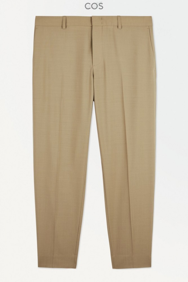 Beige COS The Straight-Leg Wool Pants | XF04-F1TI