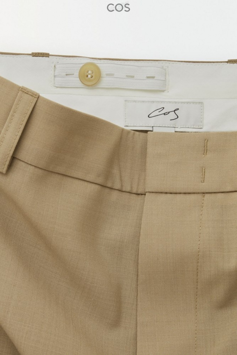 Beige COS The Straight-Leg Wool Pants | XF04-F1TI