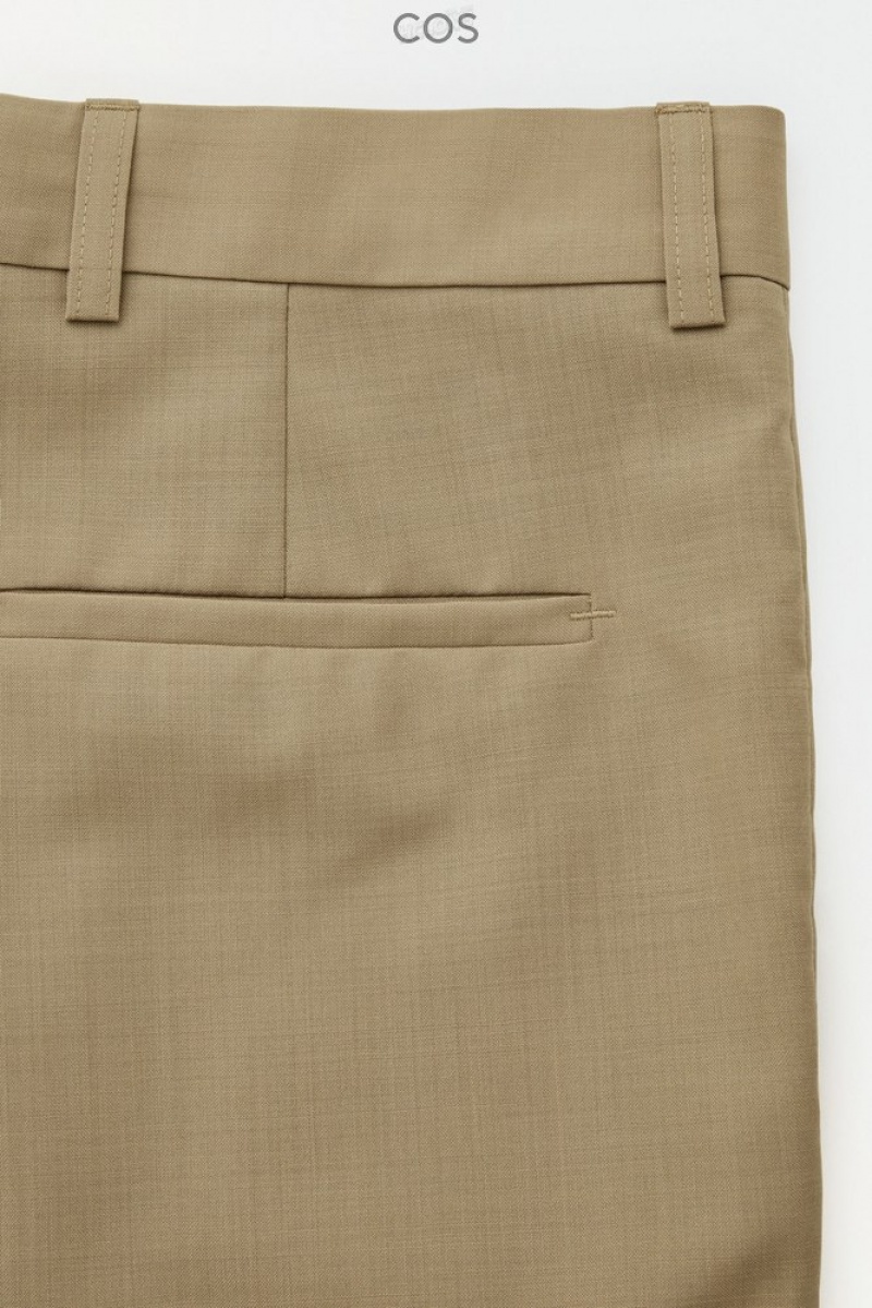 Beige COS The Straight-Leg Wool Pants | XF04-F1TI