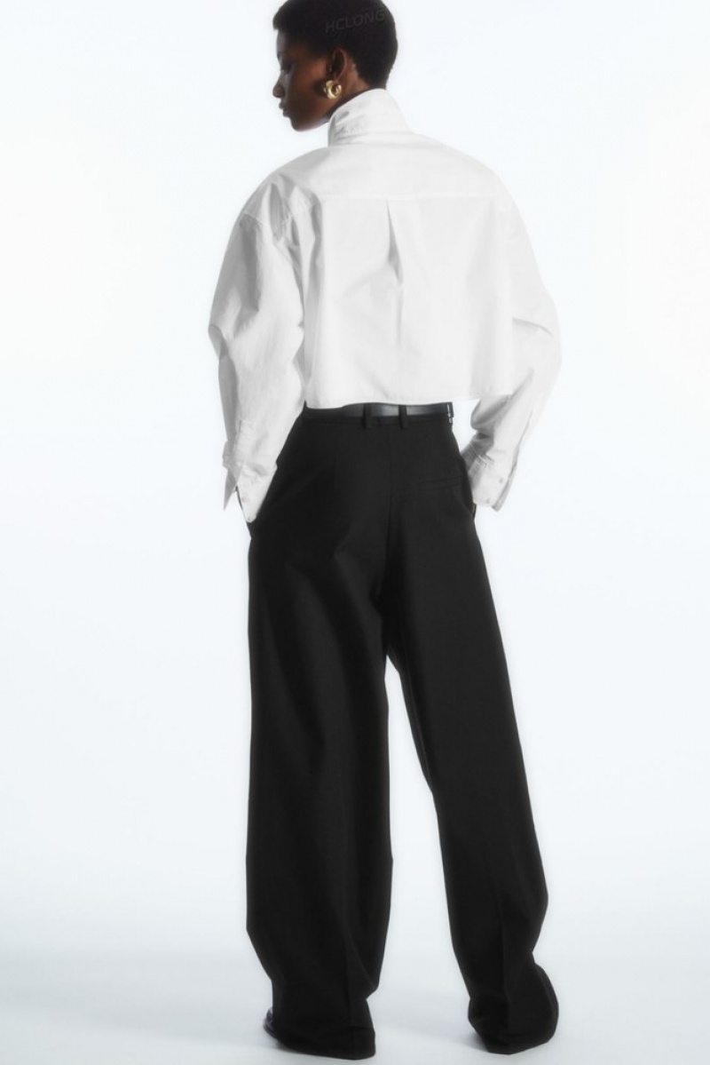 Beige COS Wide-Leg Tailored Trousers | EA14-X8WD