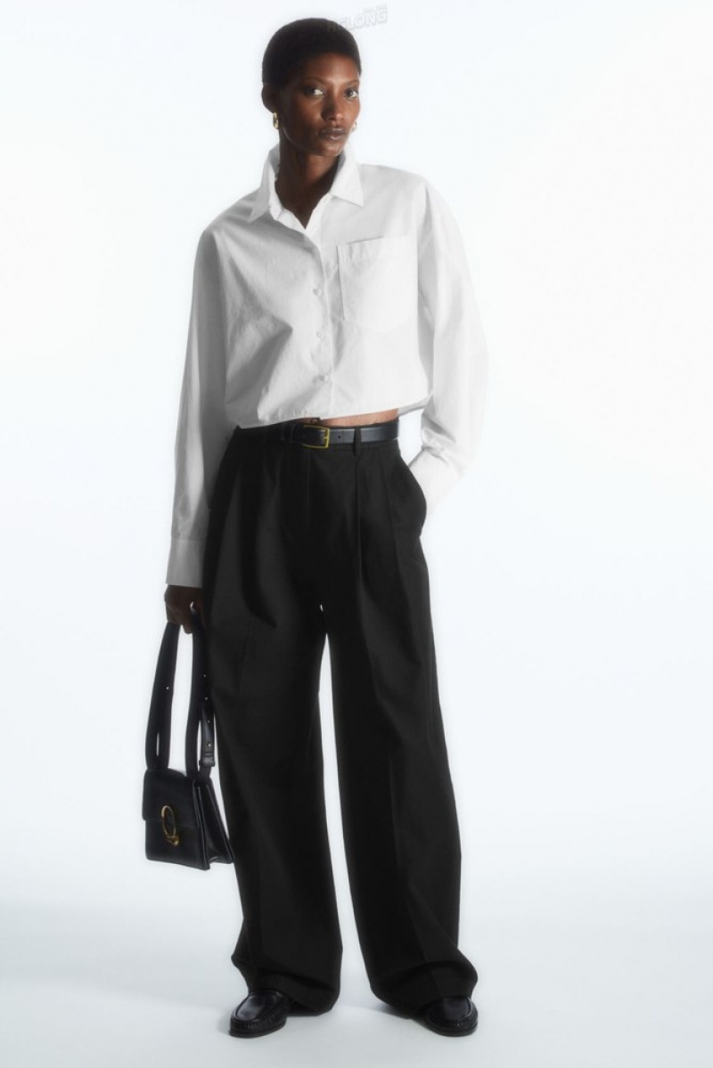 Beige COS Wide-Leg Tailored Trousers | EA14-X8WD