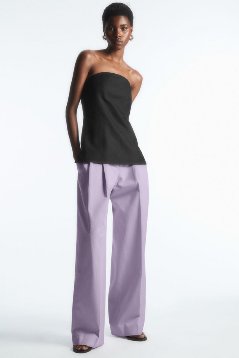 Beige COS Wide-Leg Tailored Trousers | ZQ26-O7ZN