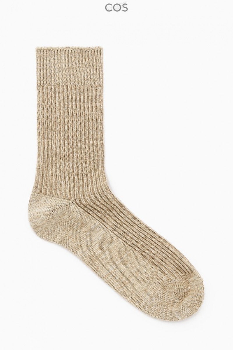 Beige MéLange COS Ribbed MéLange Socks | UC06-F6EN