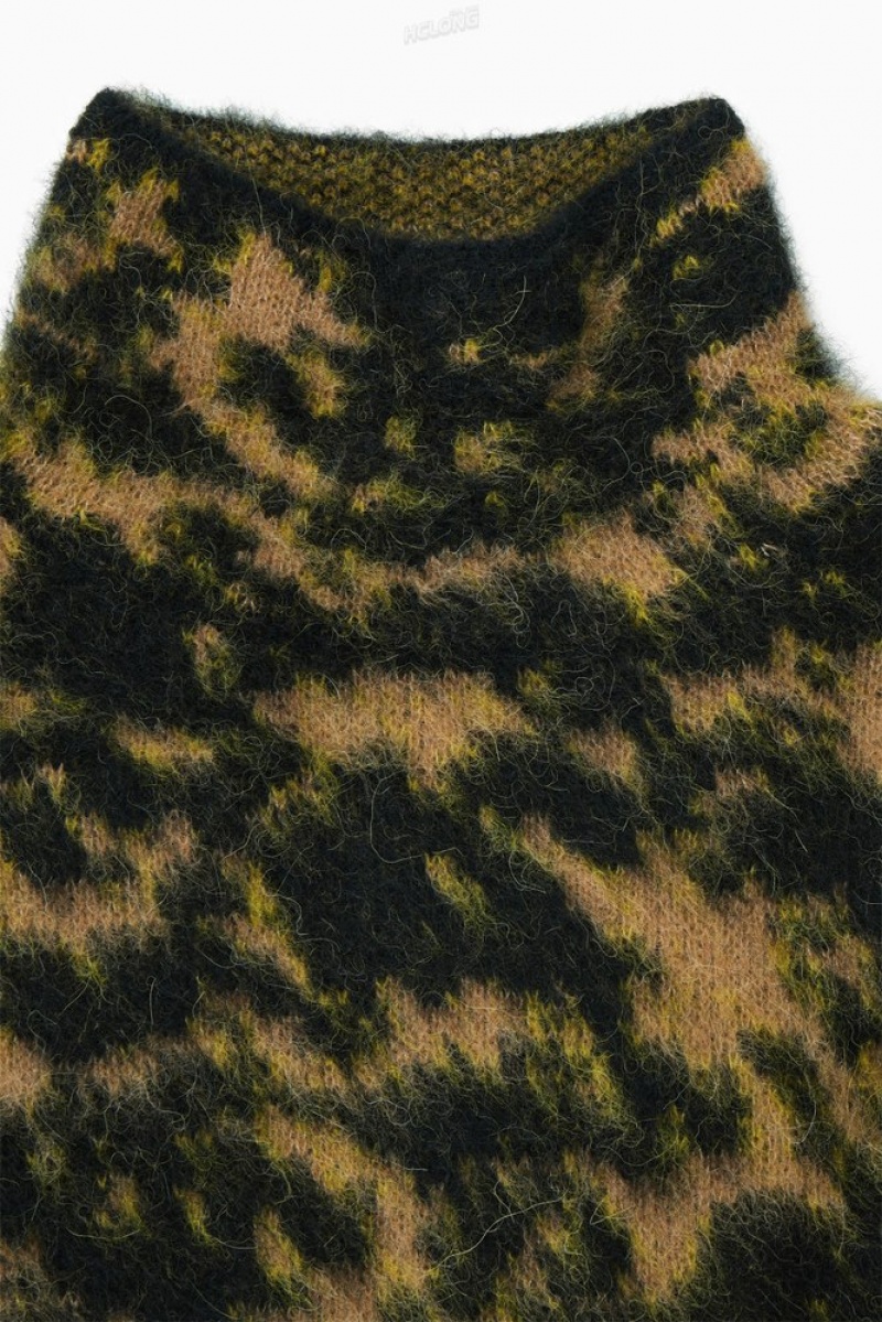 Beige / Black COS Tortoiseshell-Jacquard Alpaca-Blend Sweater | ND92-G9OT