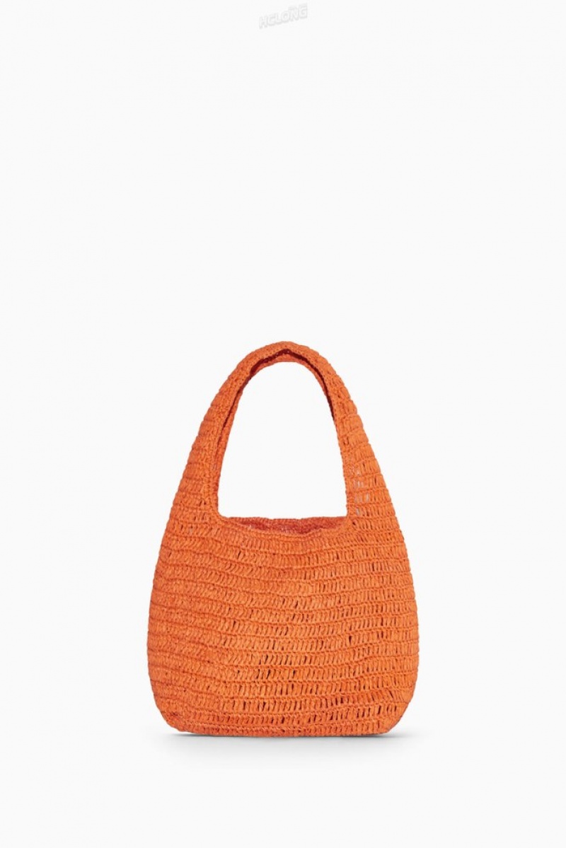 Beige / Orange / Striped COS Mini Raffia Shoulder Bag | YN18-L8LC