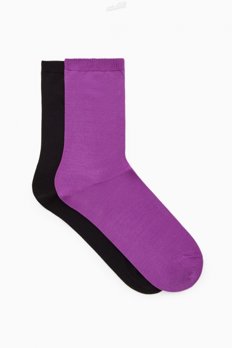 Black COS 2-Pack Mercerized Cotton Socks | RE33-X1YE