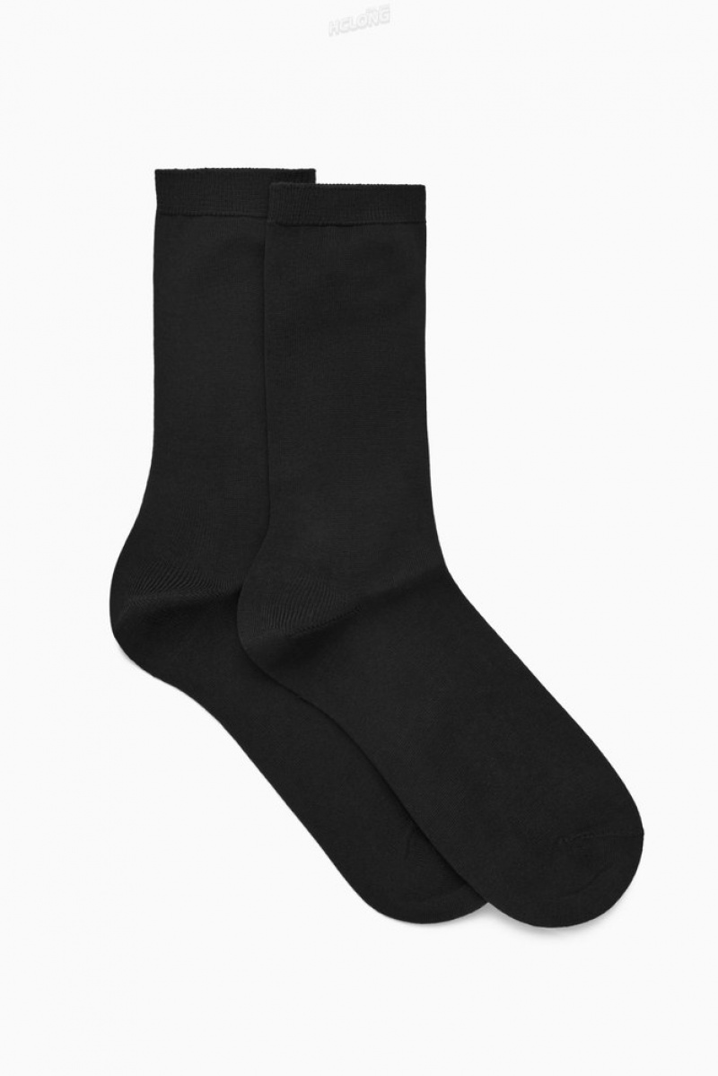 Black COS 2-Pack Mercerized Cotton Socks | PA53-Y5KS