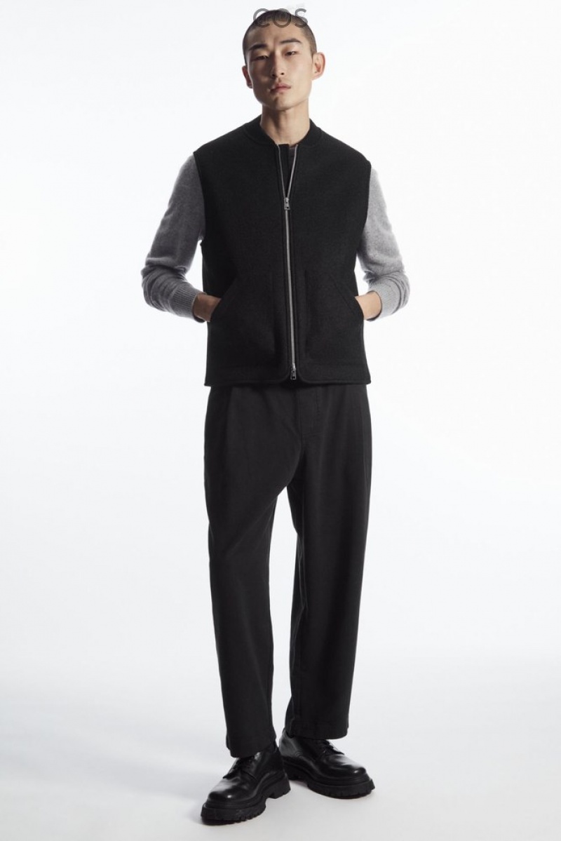 Black COS Boiled-Wool Gilet | RJ76-I9CK