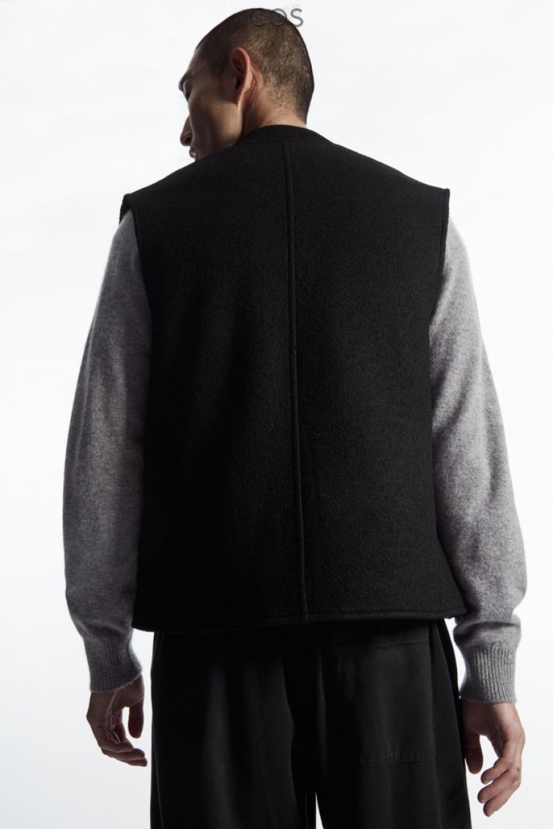 Black COS Boiled-Wool Gilet | RJ76-I9CK