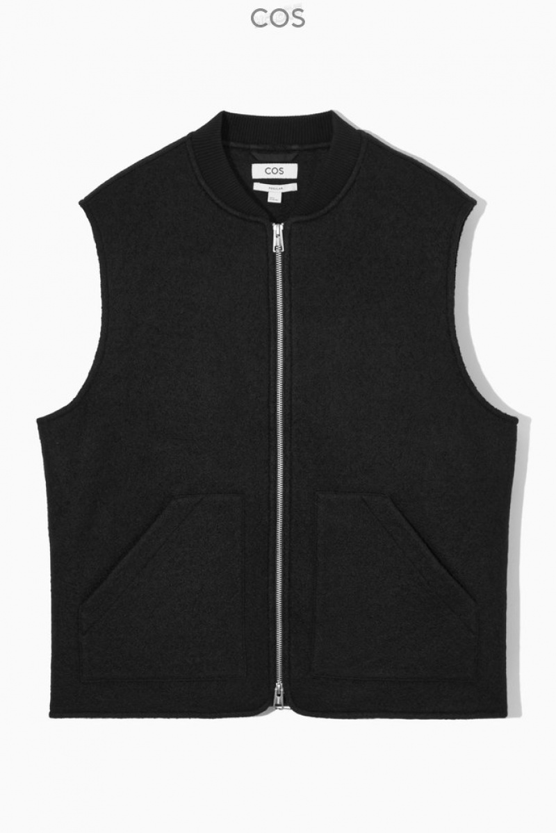 Black COS Boiled-Wool Gilet | RJ76-I9CK