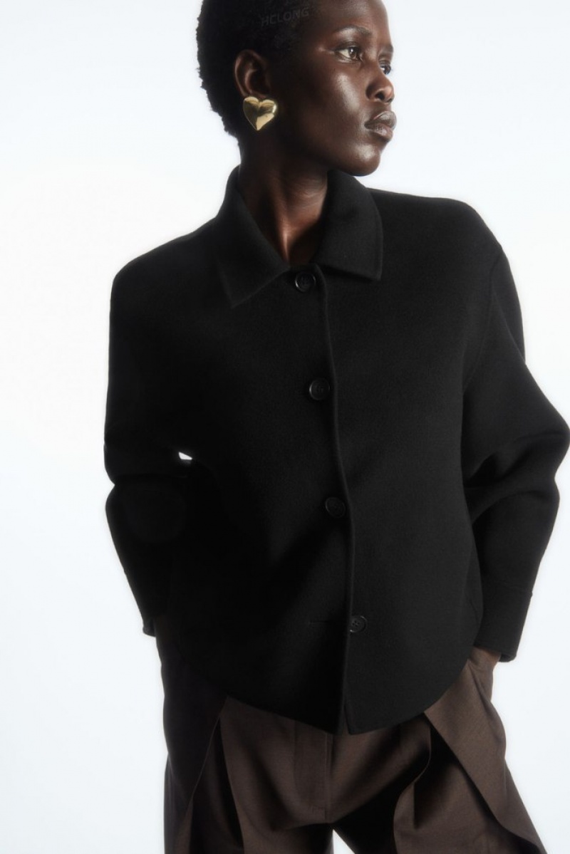 Black COS Boxy Double-Faced Wool Jacket | FW24-D7OF