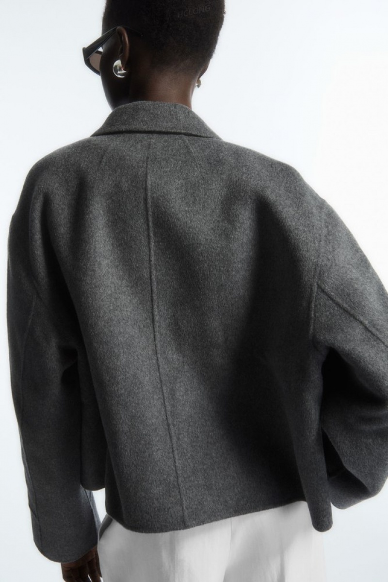 Black COS Boxy Double-Faced Wool Jacket | QB78-F9YU