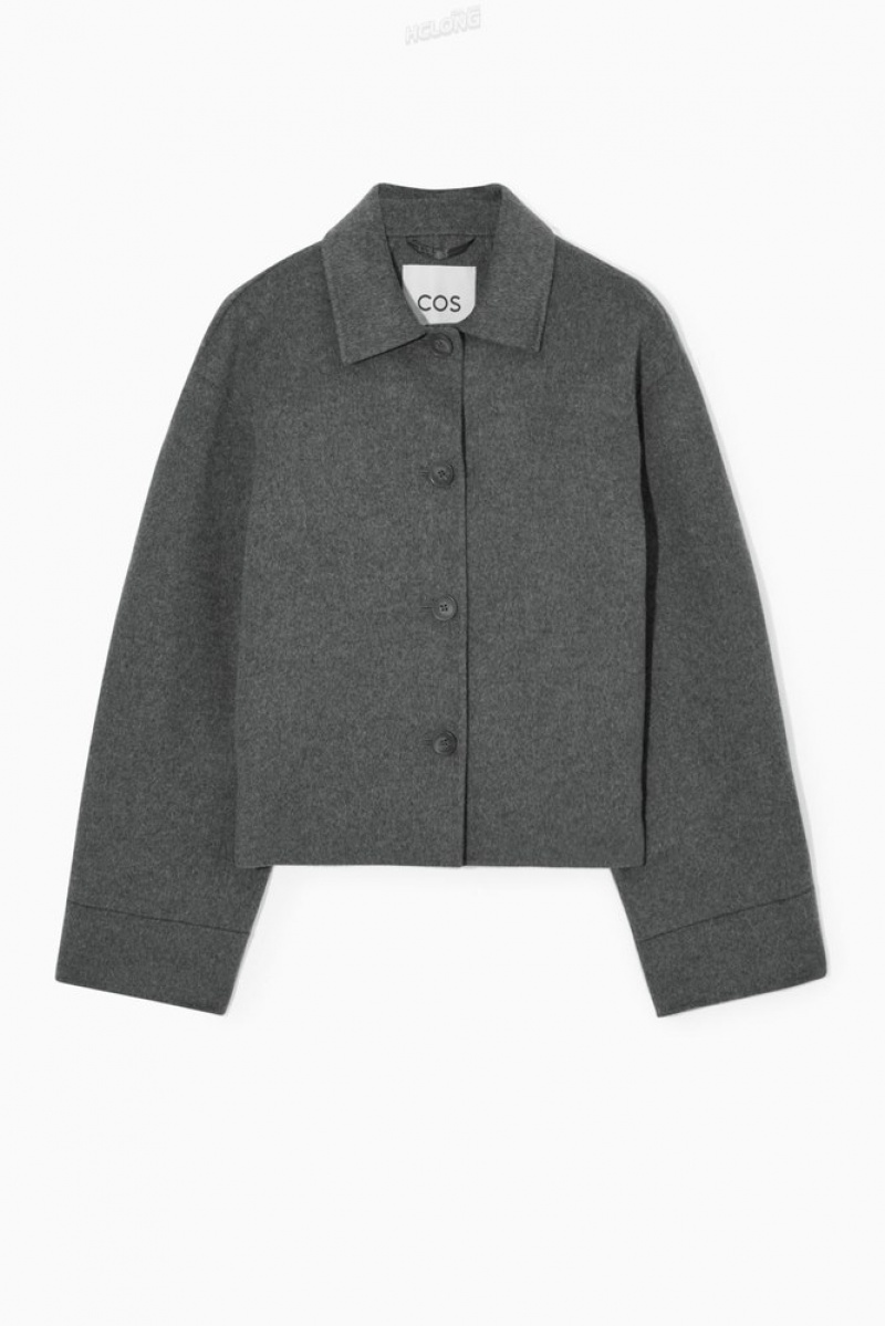 Black COS Boxy Double-Faced Wool Jacket | QB78-F9YU