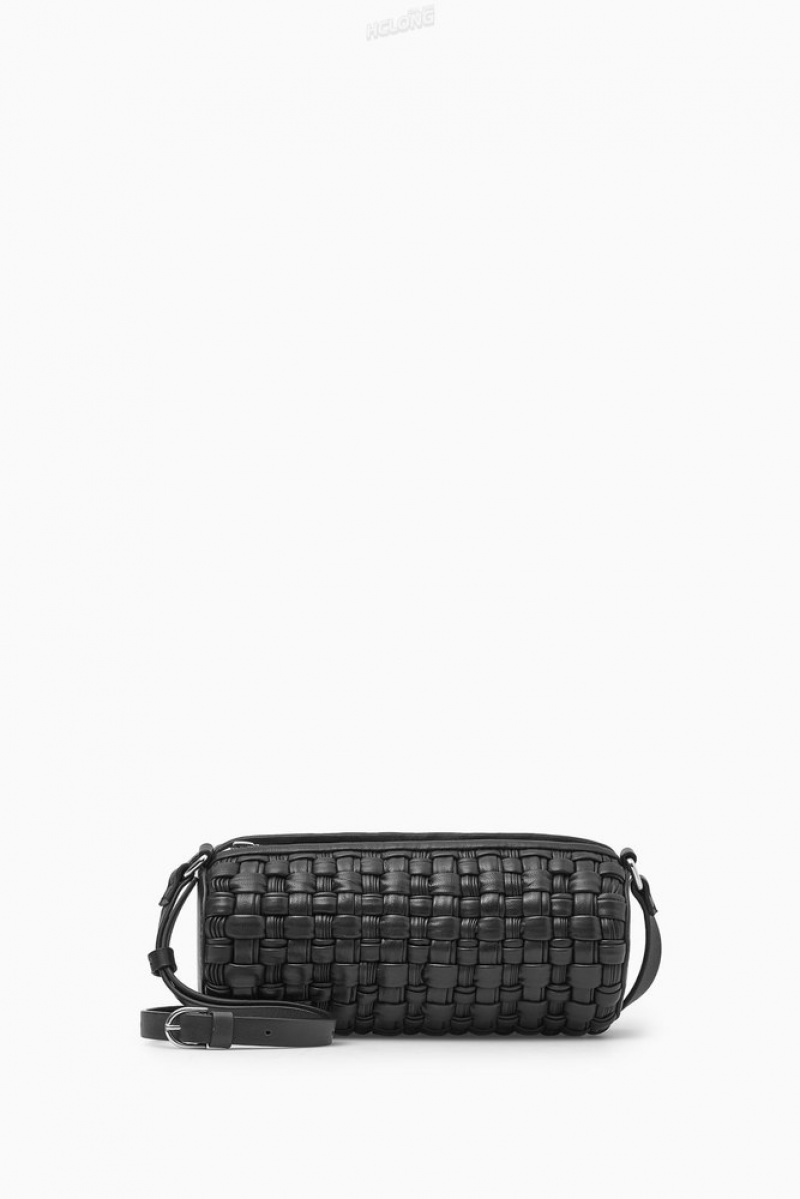 Black COS Braided Barrel Shoulder Bag - Leather | CP10-C5IL