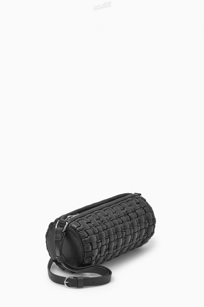 Black COS Braided Barrel Shoulder Bag - Leather | CP10-C5IL