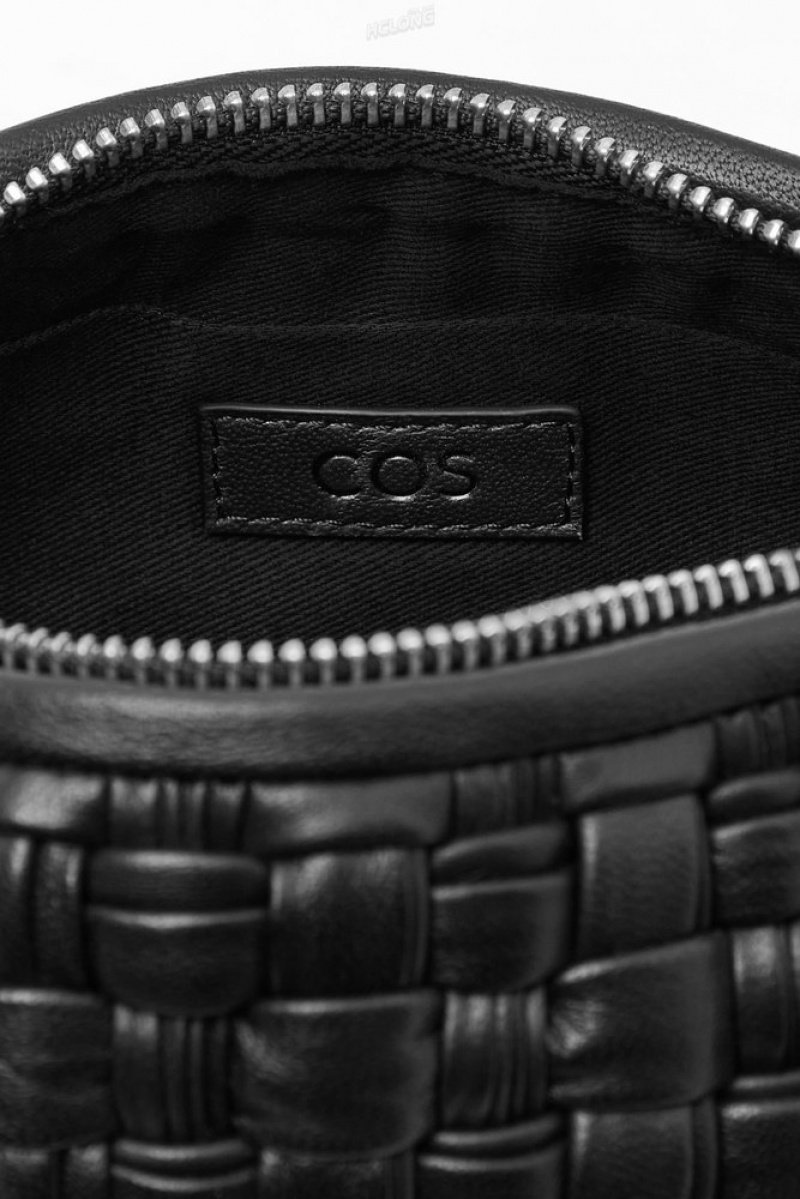 Black COS Braided Barrel Shoulder Bag - Leather | CP10-C5IL