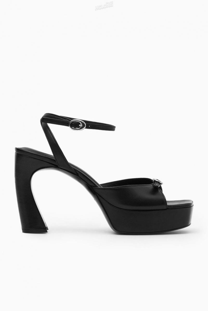 Black COS Buckled Platform Sandals | UZ08-P5AC