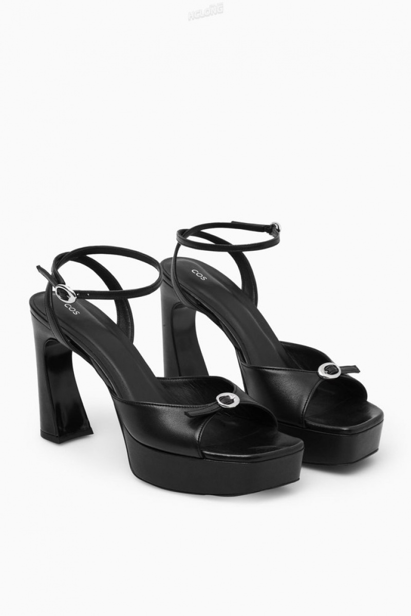 Black COS Buckled Platform Sandals | UZ08-P5AC