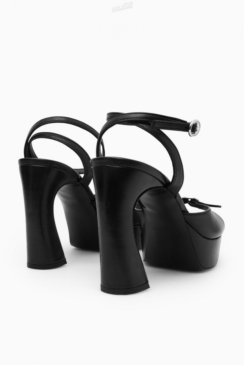 Black COS Buckled Platform Sandals | UZ08-P5AC