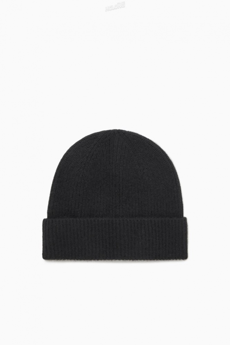 Black COS Cashmere-Blend Beanie | FU01-R0KU