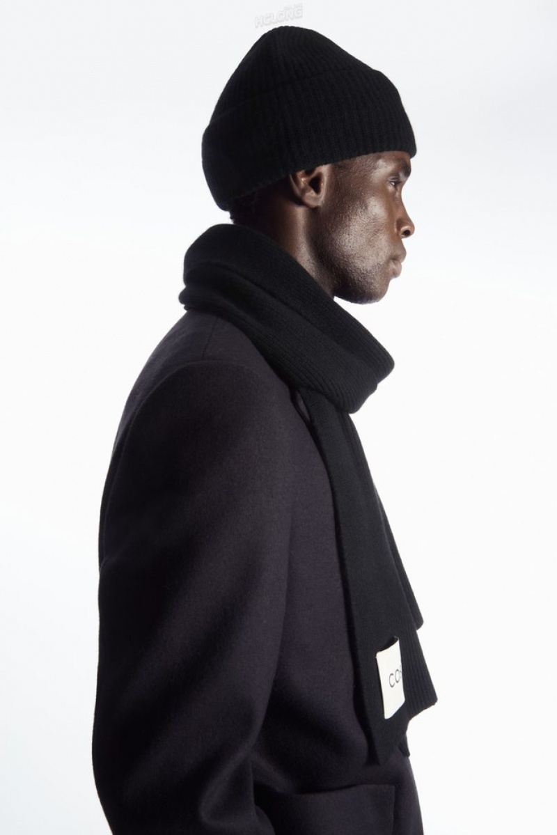 Black COS Cashmere-Blend Scarf | RG05-F4DJ