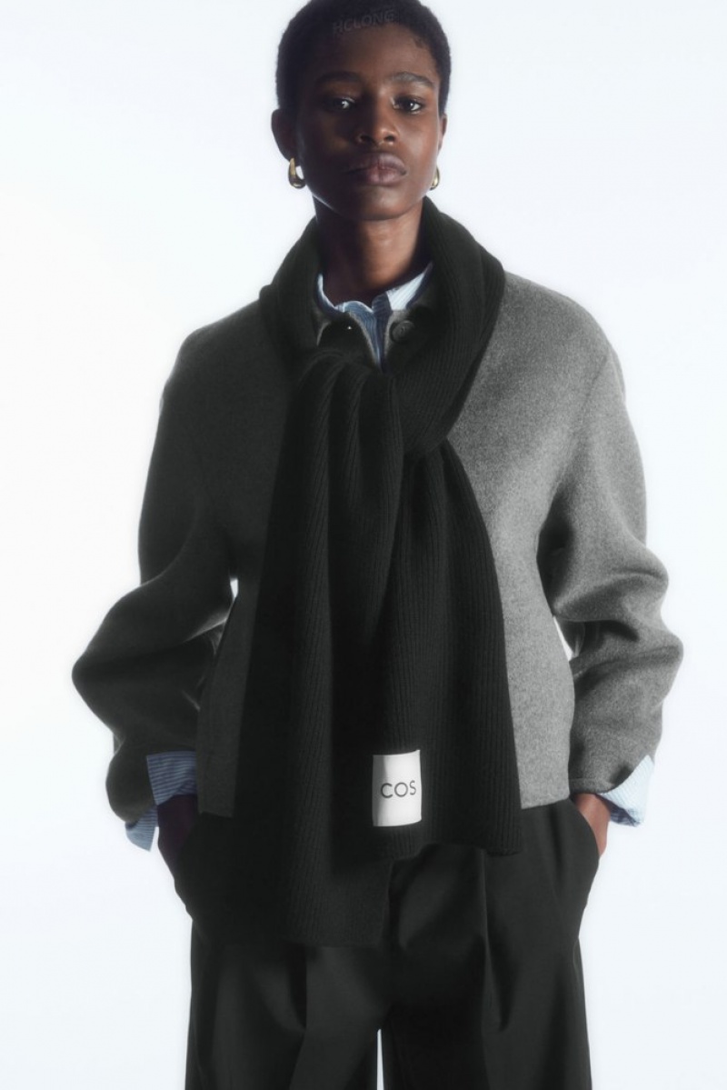 Black COS Cashmere-Blend Scarf | RG05-F4DJ