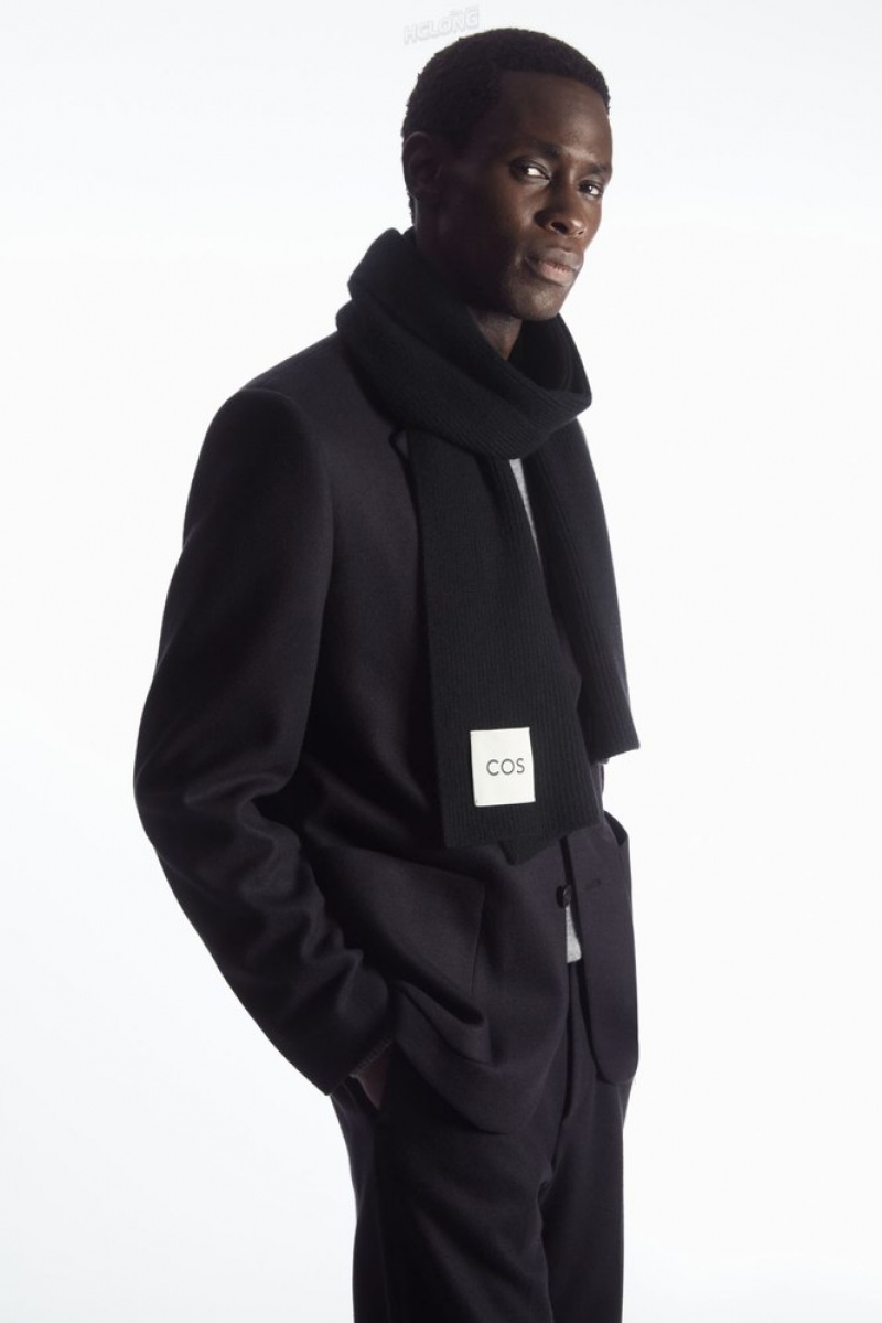 Black COS Cashmere-Blend Scarf | RG05-F4DJ