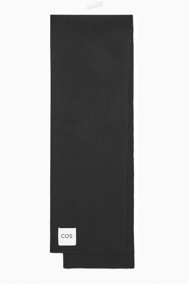 Black COS Cashmere-Blend Scarf | RG05-F4DJ