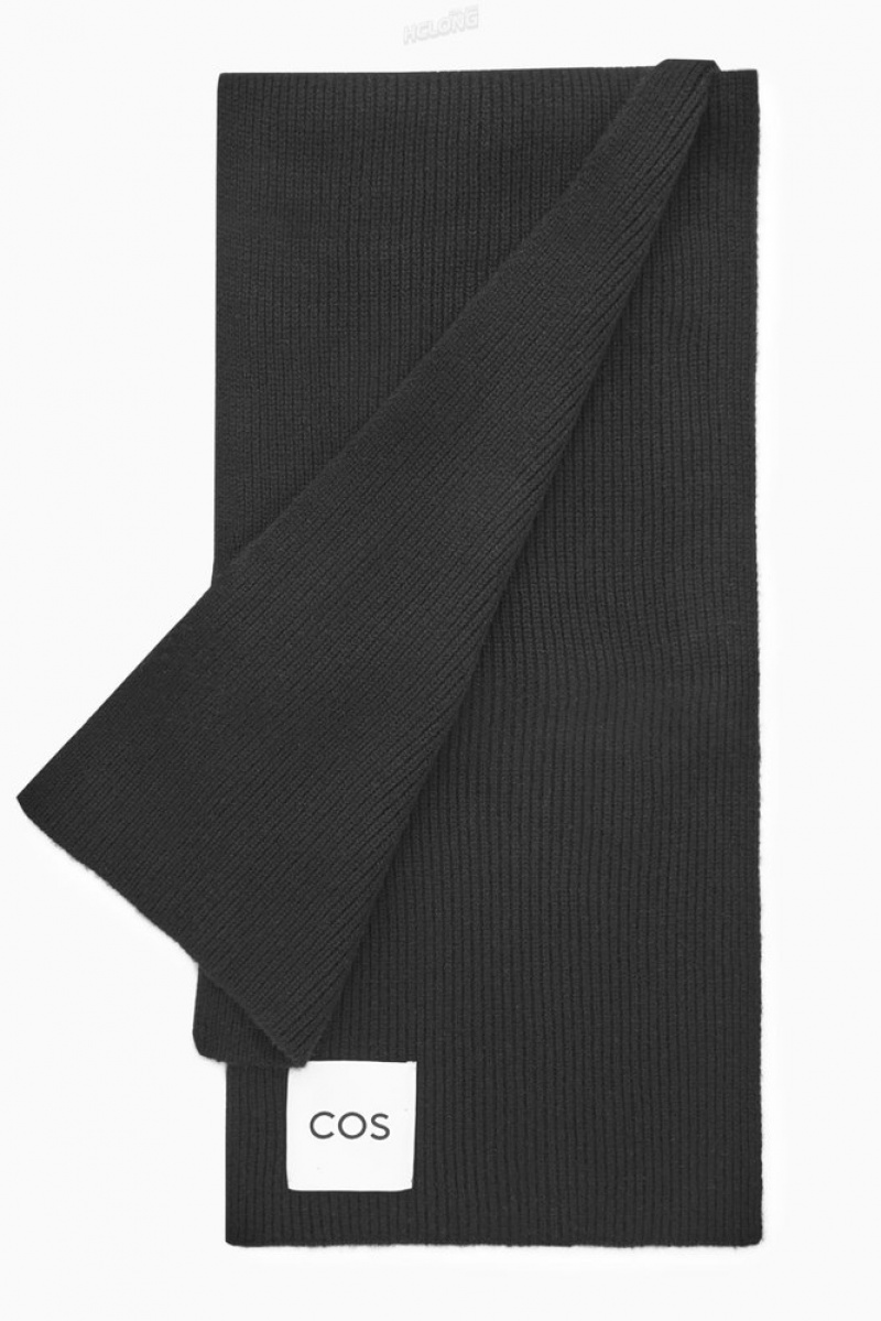 Black COS Cashmere-Blend Scarf | RG05-F4DJ