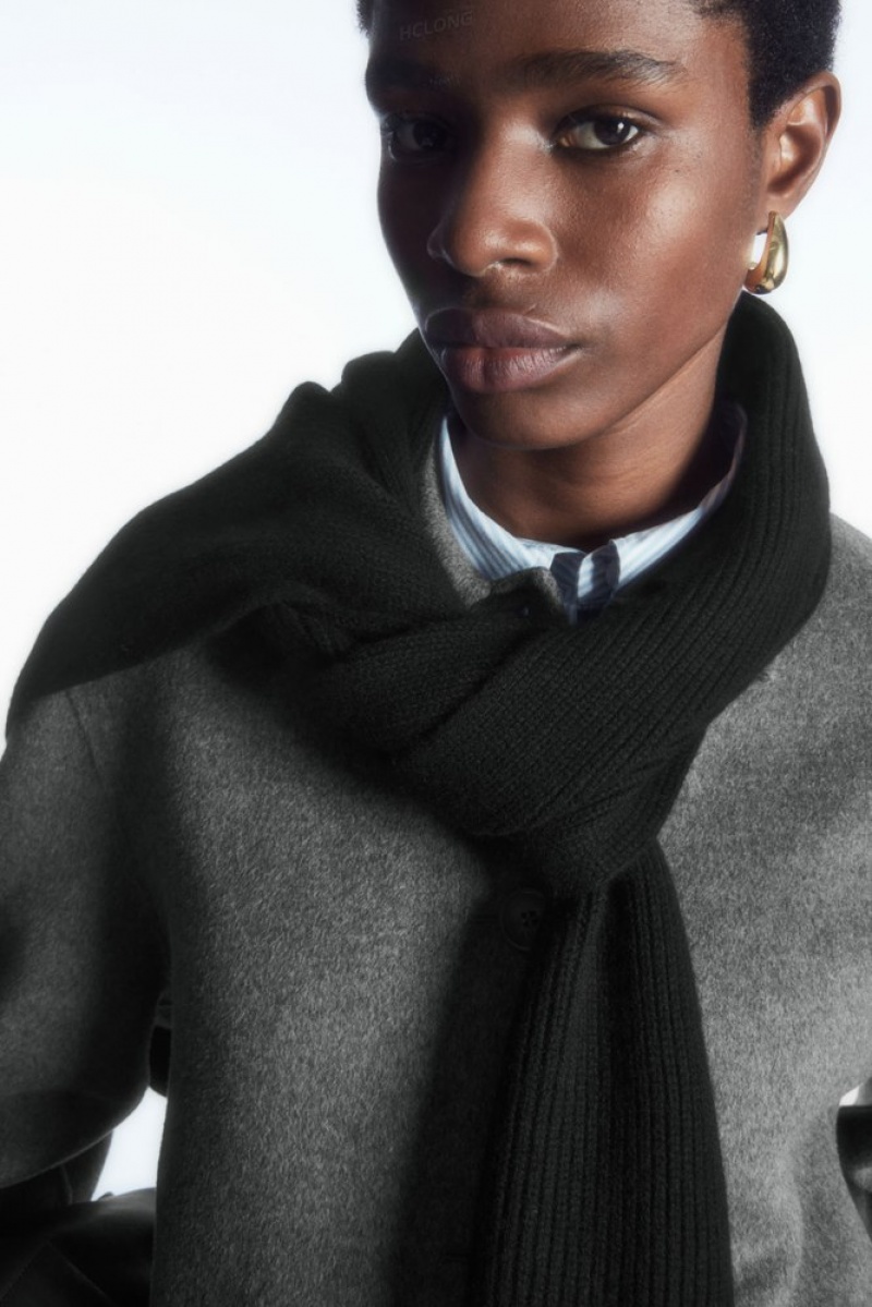 Black COS Cashmere-Blend Scarf | RG05-F4DJ